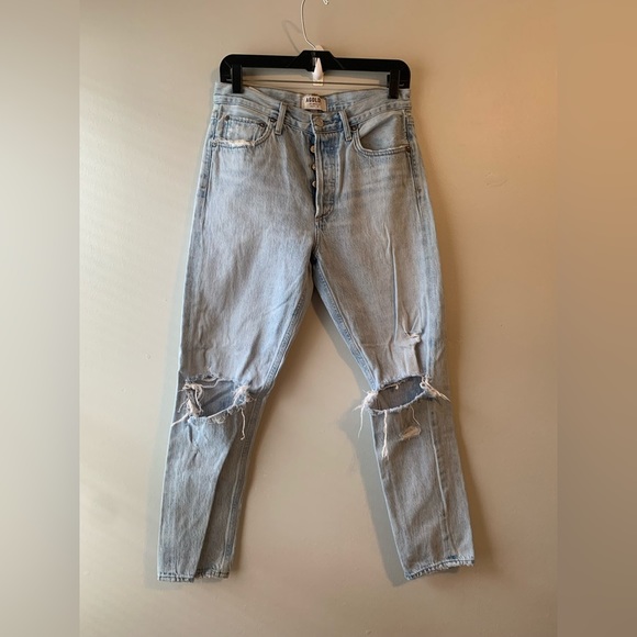 Agolde Light Blue Straight Leg Jeans - Picture 7 of 16